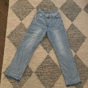 Denim crossover straight jeans